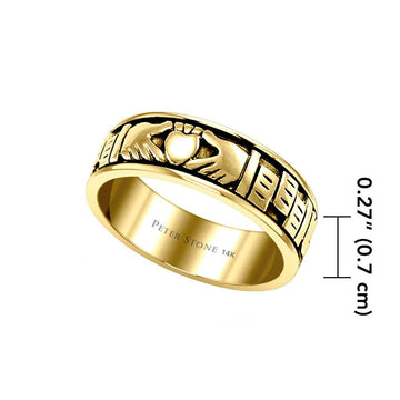 Irish Claddagh 14K Yellow Gold Spinner Ring GTR1681 - Jewelry